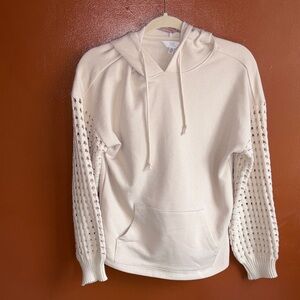 NWOT Cream Knit-Sleeve Hoodie women xs